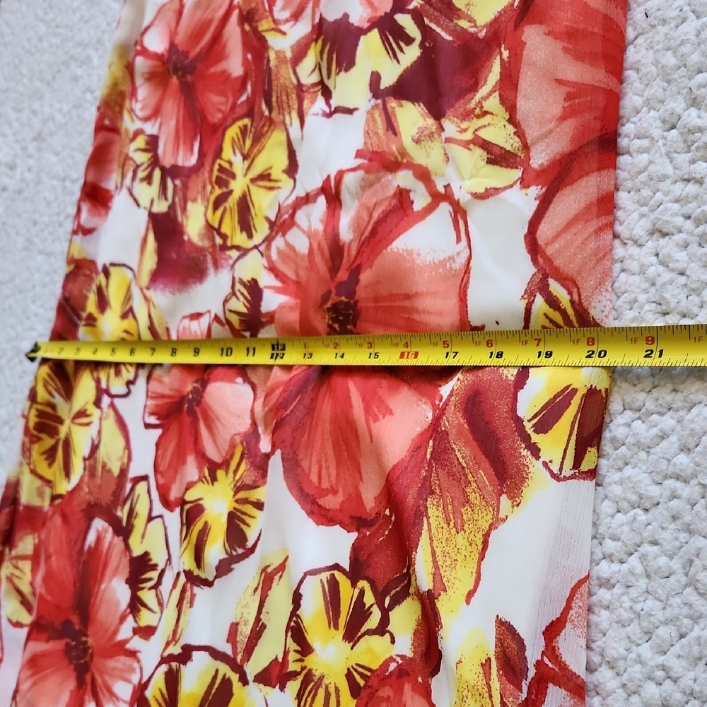 Xhilaration Red and Yellow Floral Halter Midi Dress Sz Small Island Girl Luau - Picture 7 of 16